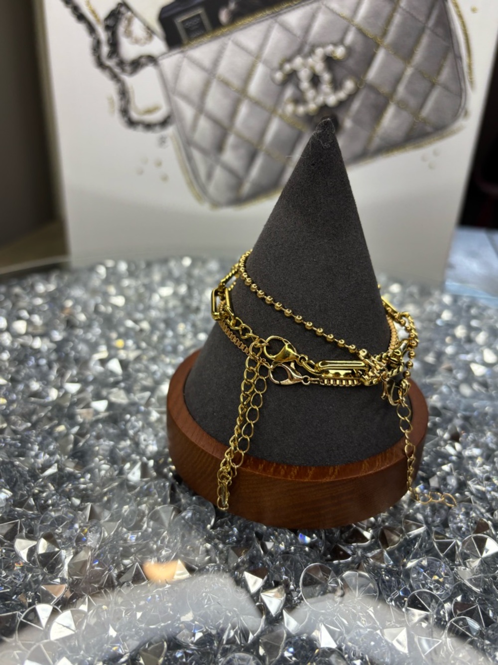 Gold-Tone Layered Chain Bracelet - Picture 6 of 7